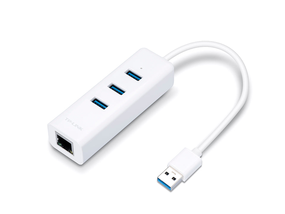 TP-Link UE330 USB-Hub – 3× USB-A, GbE, für Windows/Mac/ChromeOS