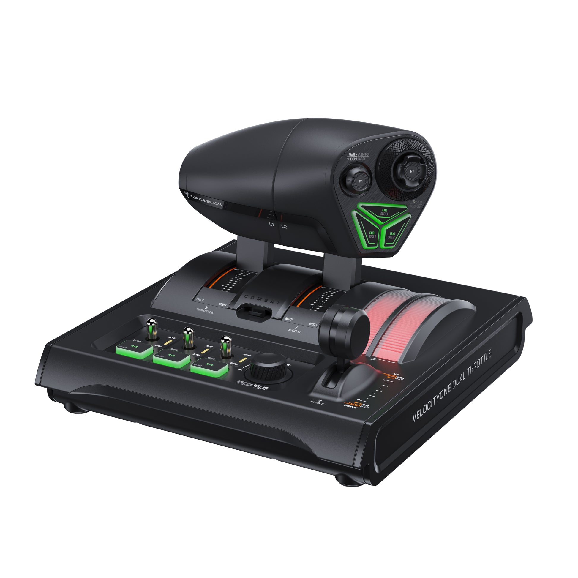 Turtle Beach VelocityOne Dual Throttle – Joystick – USB – 10-Bit Hall-Sensoren – für Windows & Xbox (mit Flightstick)