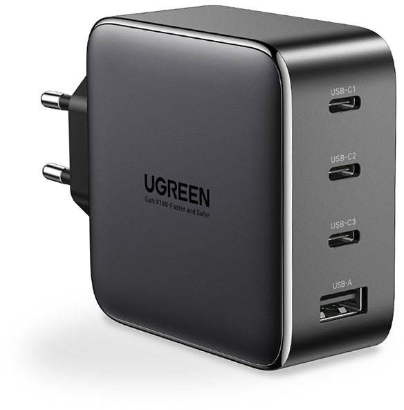 Ugreen Nexode 40747 USB Wandladegerät 100 W – USB-C×3, USB-A×1 – PD 3.0, QC 4+, GaN – Schwarz