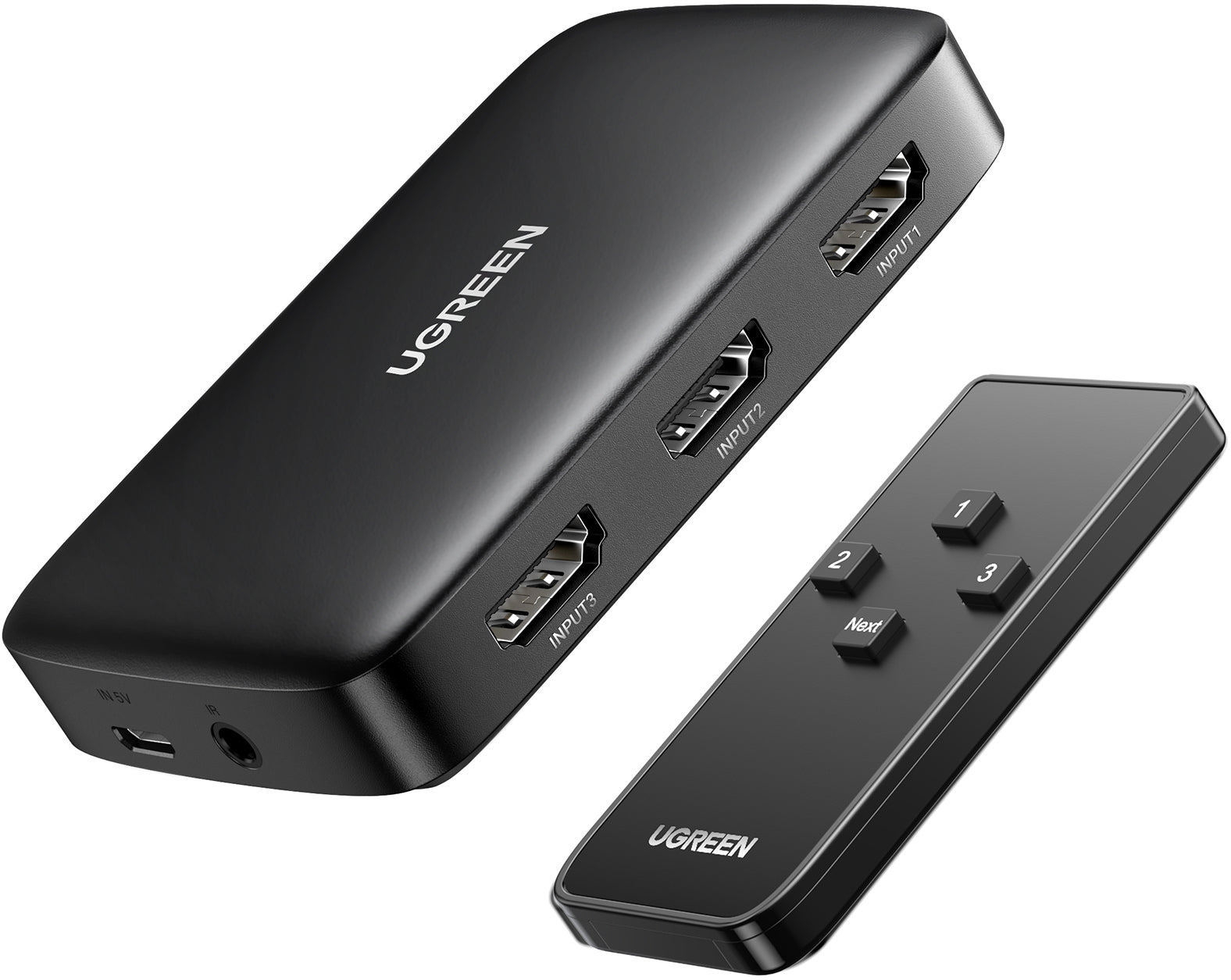 Ugreen 80125 – HDMI Switch 3×1, 4K@30 Hz, HDR, HDCP 1.4, IR, für TV/Streaming-Sticks und Konsolen PS5/PS4/PS3