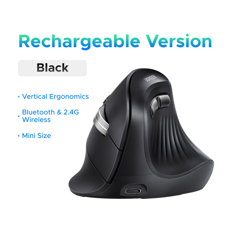 Ugreen 85310 – Vertikale Maus – Kabellos (Bluetooth/2,4 GHz), 4000 DPI