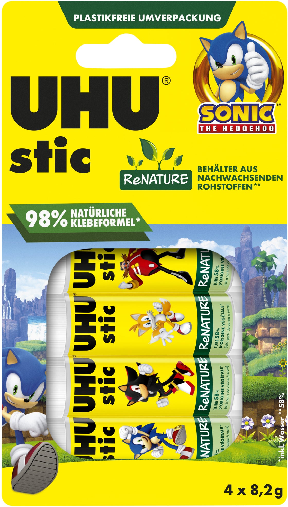 UHU ReNATURE Klebestift – 4 × 8,2 g
