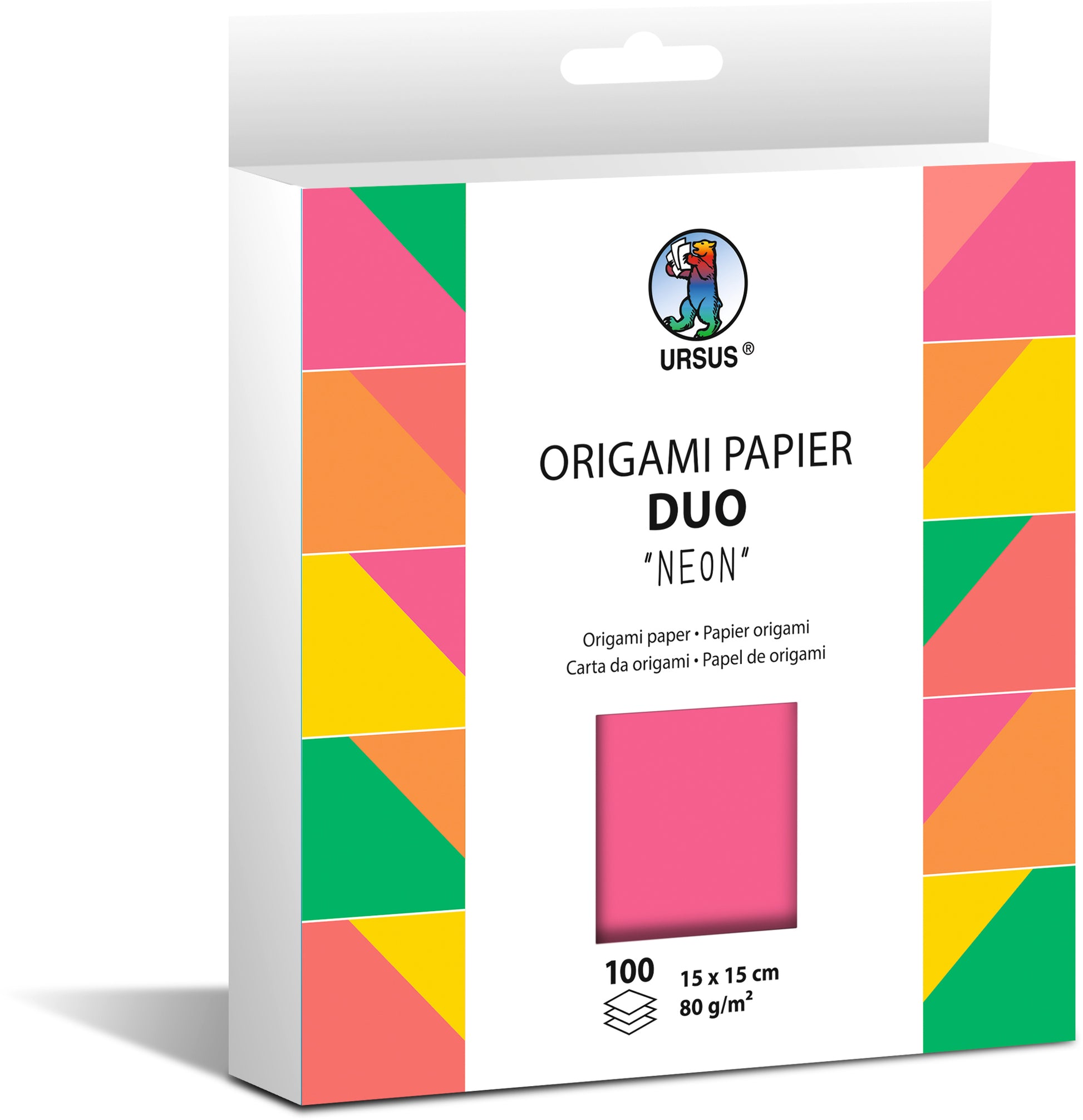 URSUS Origamipapier Duo – 15 × 15 cm, sortiert, 80 g/m² – 100 Blatt