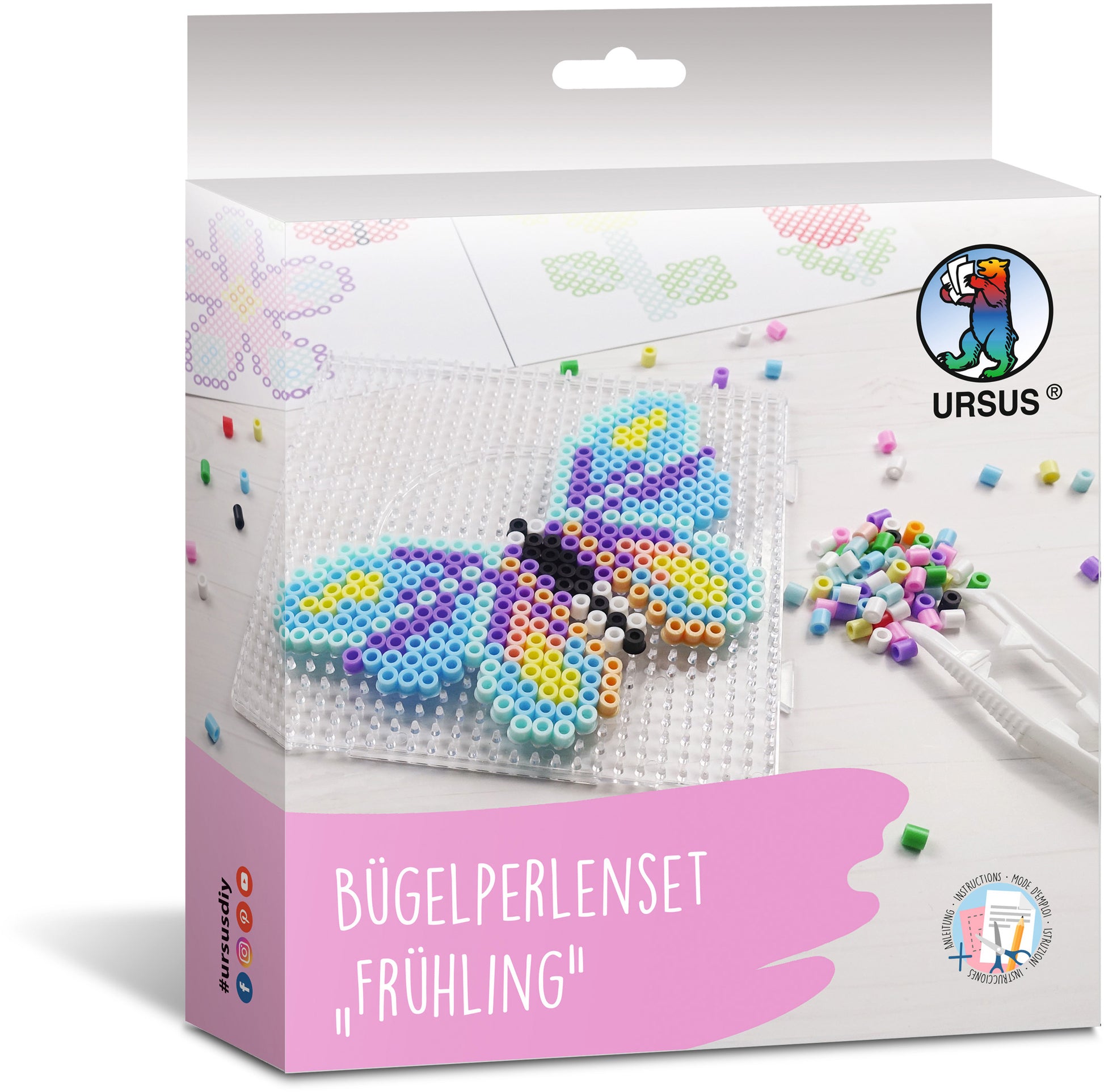 URSUS Frühling – Bügelperlen-Set – 2000 Perlen – Motivgrössen 5,5 × 4,5 cm bis 14,5 × 8,7 cm