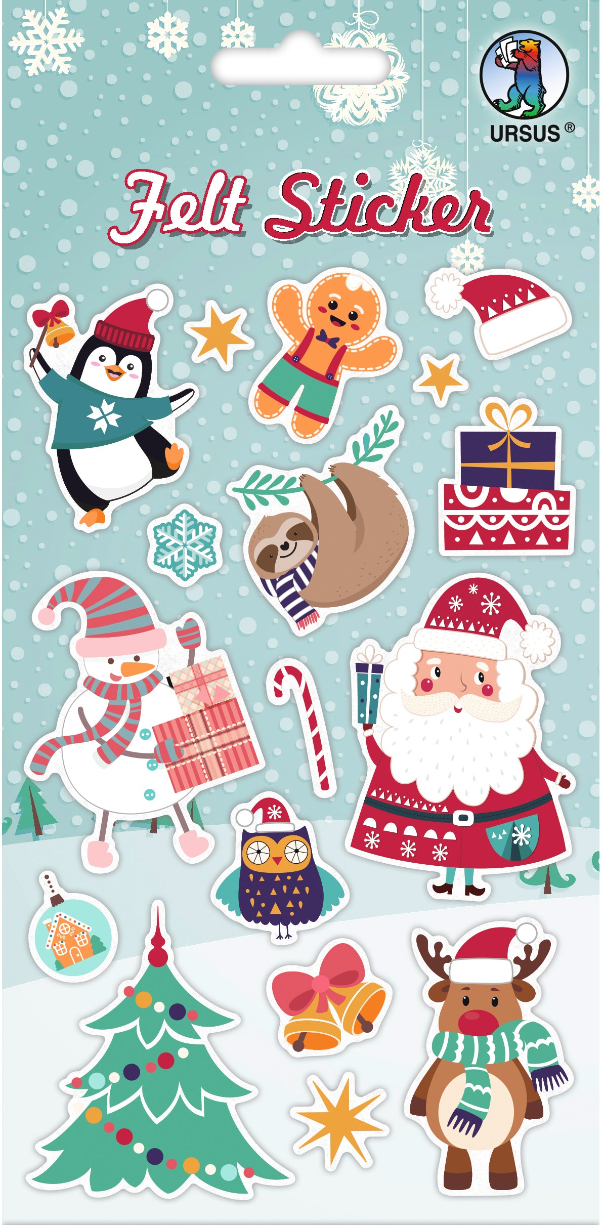 Ursus Filzsticker, Weihnachten, 21 Stk (1 Bogen), 10 × 16,5 cm