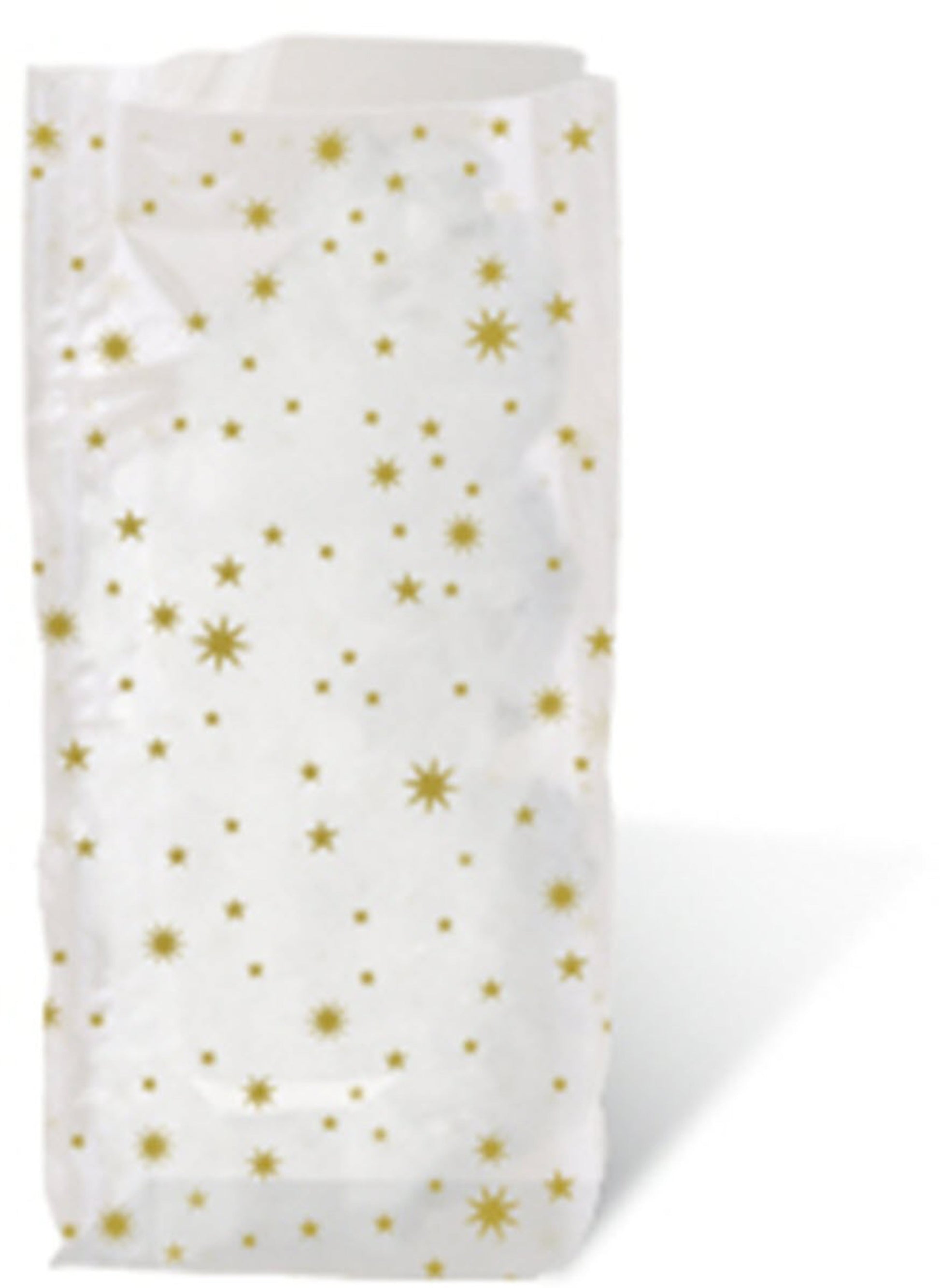 URSUS Weihnachts-Geschenktasche 'Sterne' – 9,5 × 9,5 × 16 cm, Polypropylen, Gold, Weiss, 6040000, 10 Stück