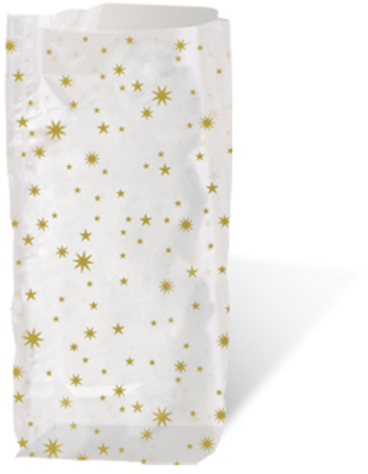 URSUS Weihnachts-Geschenktasche 'Sterne' – 14 × 14 × 23,5 cm, Folie, transparent, gold, weiss, 10 Stück