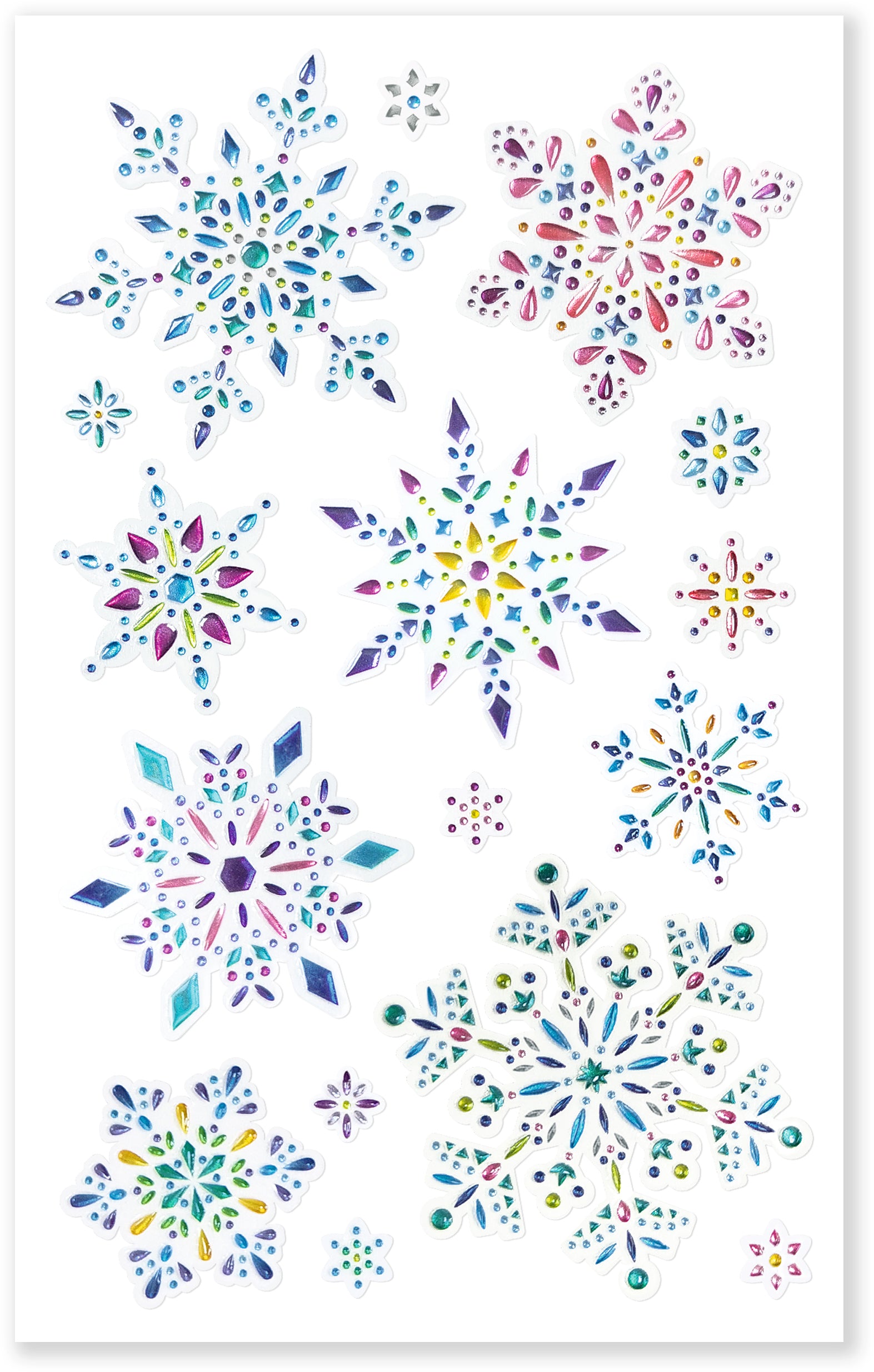 URSUS Sticker Eiskristalle – 10 × 16 cm, mehrfarbig – 1 Bogen/16 Sticker, selbstklebend