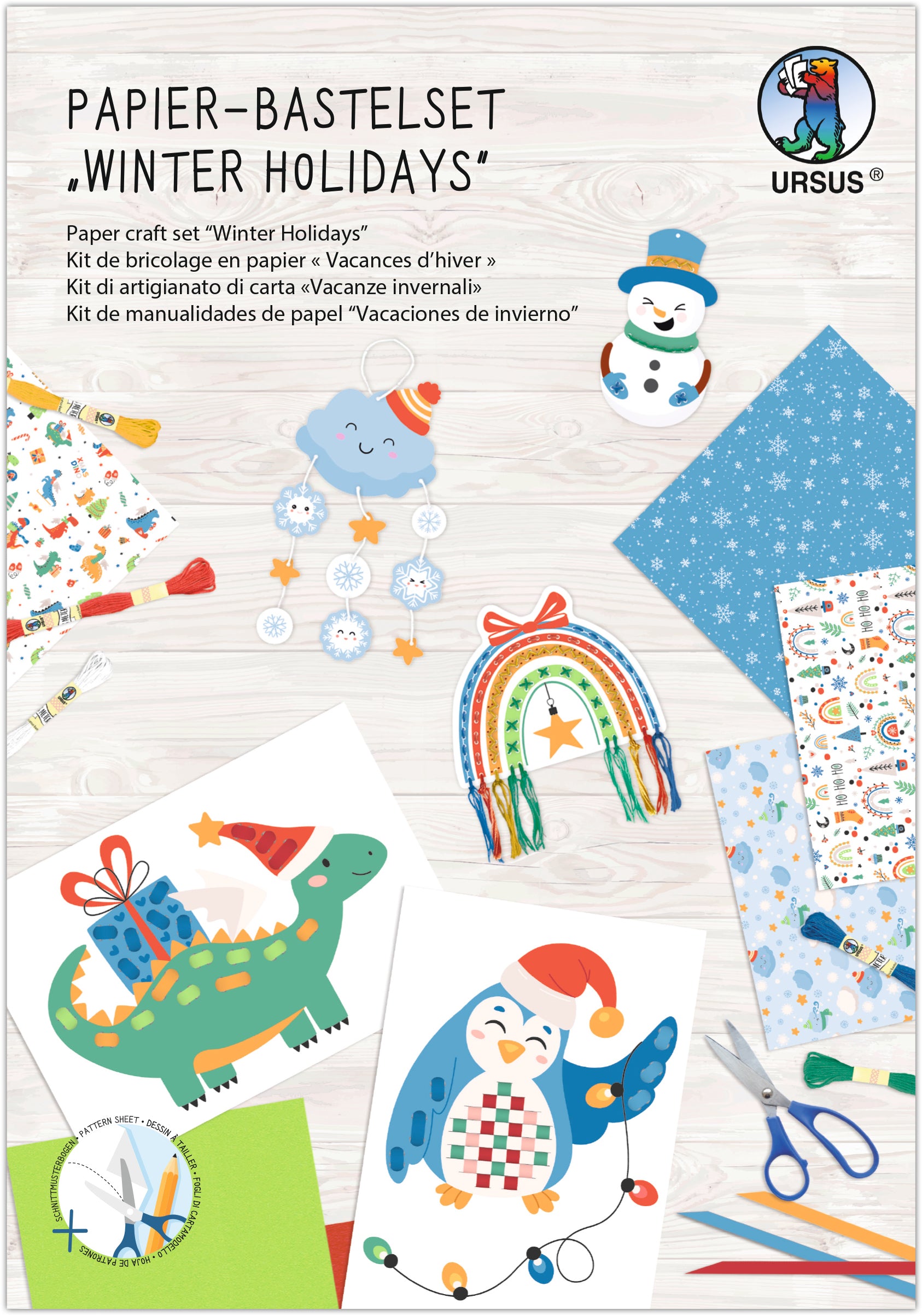 Ursus Winter Holidays – Papier-Bastelset – mit Schnittmuster und Anleitung