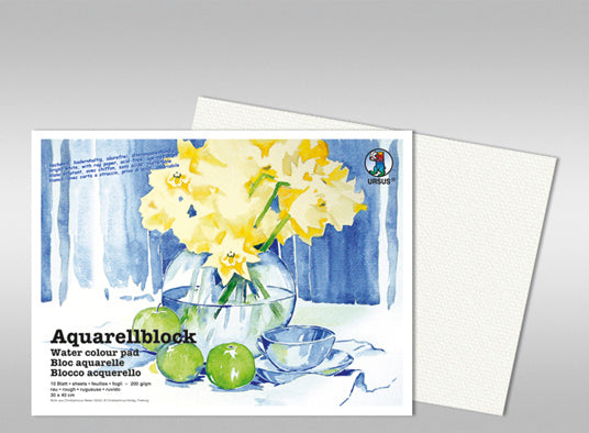 Ursus Aquarellblock – 18 × 24 cm – 200 g/m² – 4-seitig geleimt – 10 Blatt, weiss, säurefrei