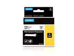 DYMO Textilband – 9 mm × 5,5 m, weiss, schwarz – für DYMO Rhino: 3000, 4200, 5000, und andere