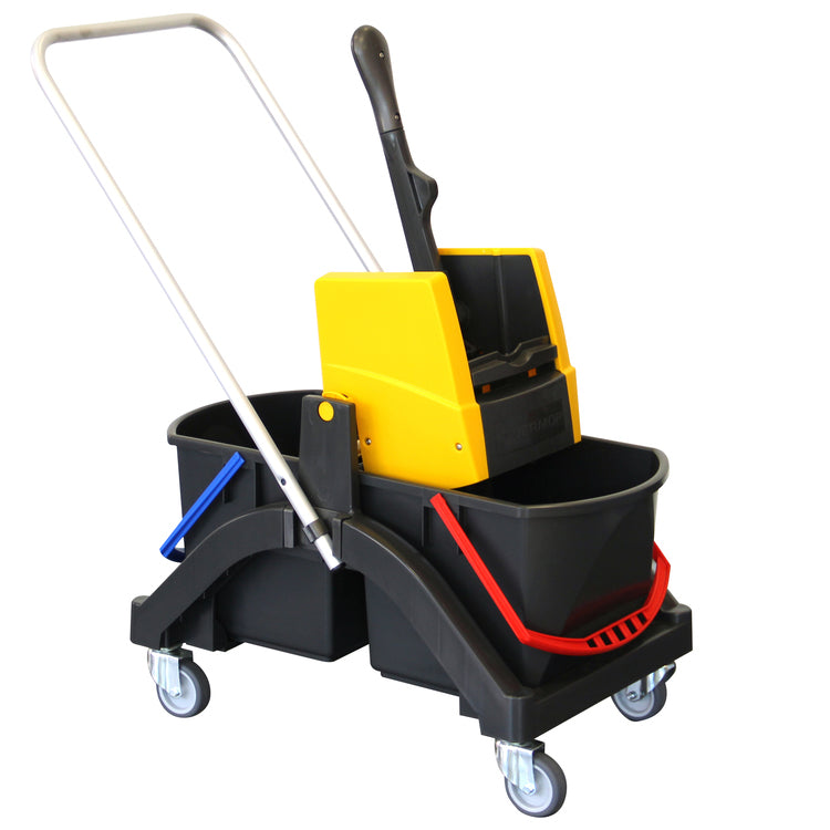 Vermop Nasswischwagen AQUVA – 2×17 l, gelb, 104 × 40 × 85 cm
