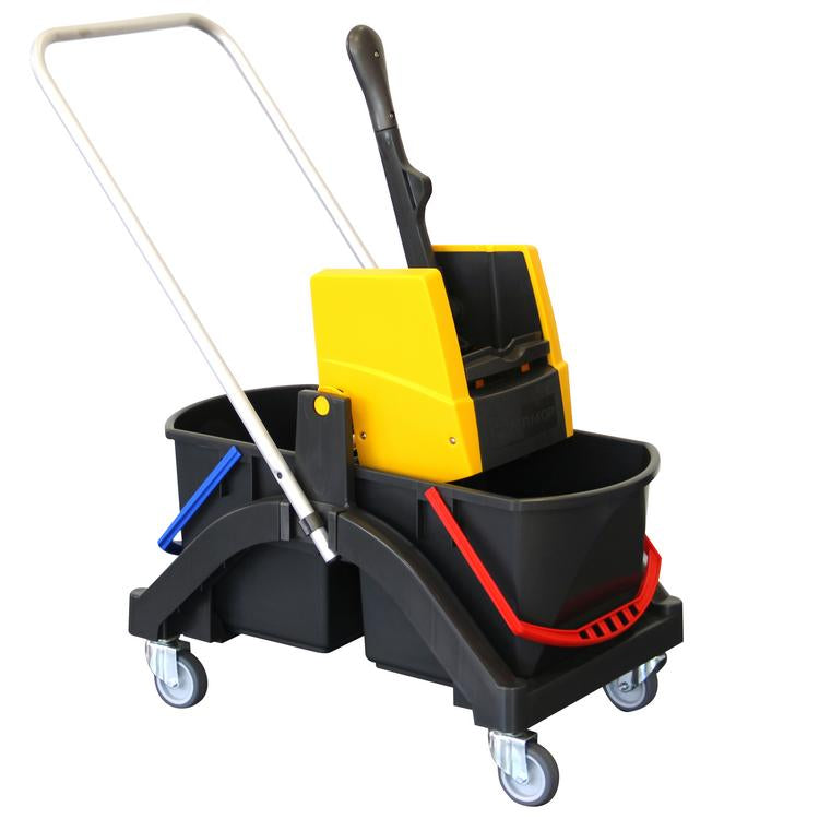 Vermop Nasswischwagen AQUVA – 2×17 l, gelb, 104 × 40 × 85 cm
