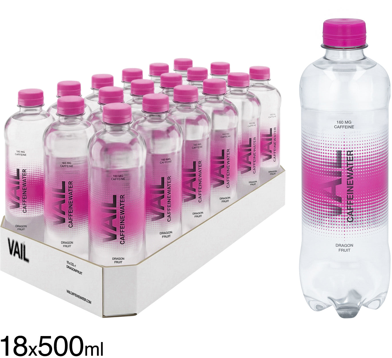 Vail Vitaminwasser, Drachenfrucht – 18 × 50 cl