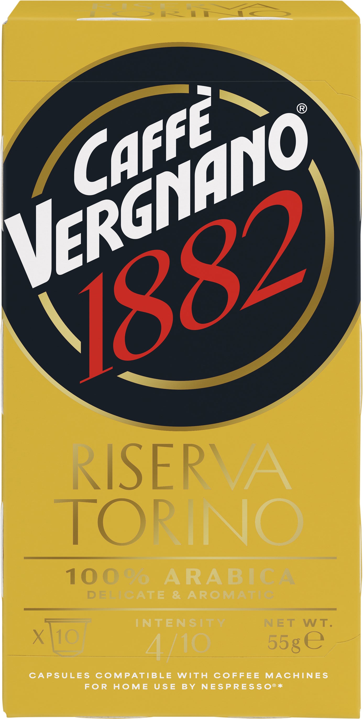 Vergnano Riserva Torino Arabica – Kapseln für Nespresso – Espresso, Intensität 4, Karamell, 10 Kapseln
