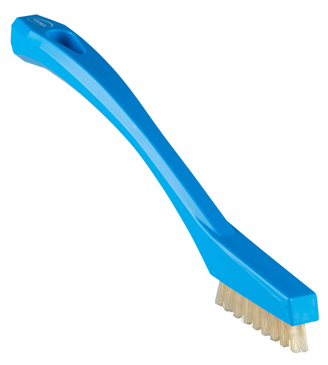 Vikan Fugen-/Detailbürste – 20,5 cm, Borstenlänge 11 mm, hart, Polypropylen (PP)/Polyester, Edelstahl, blau