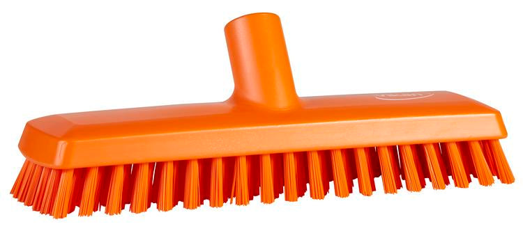 Vikan Scheuerbürste – hart, 27 cm, orange, mit Wasserdurchlauf, für Farbkodierung geeignet, 1 Stück