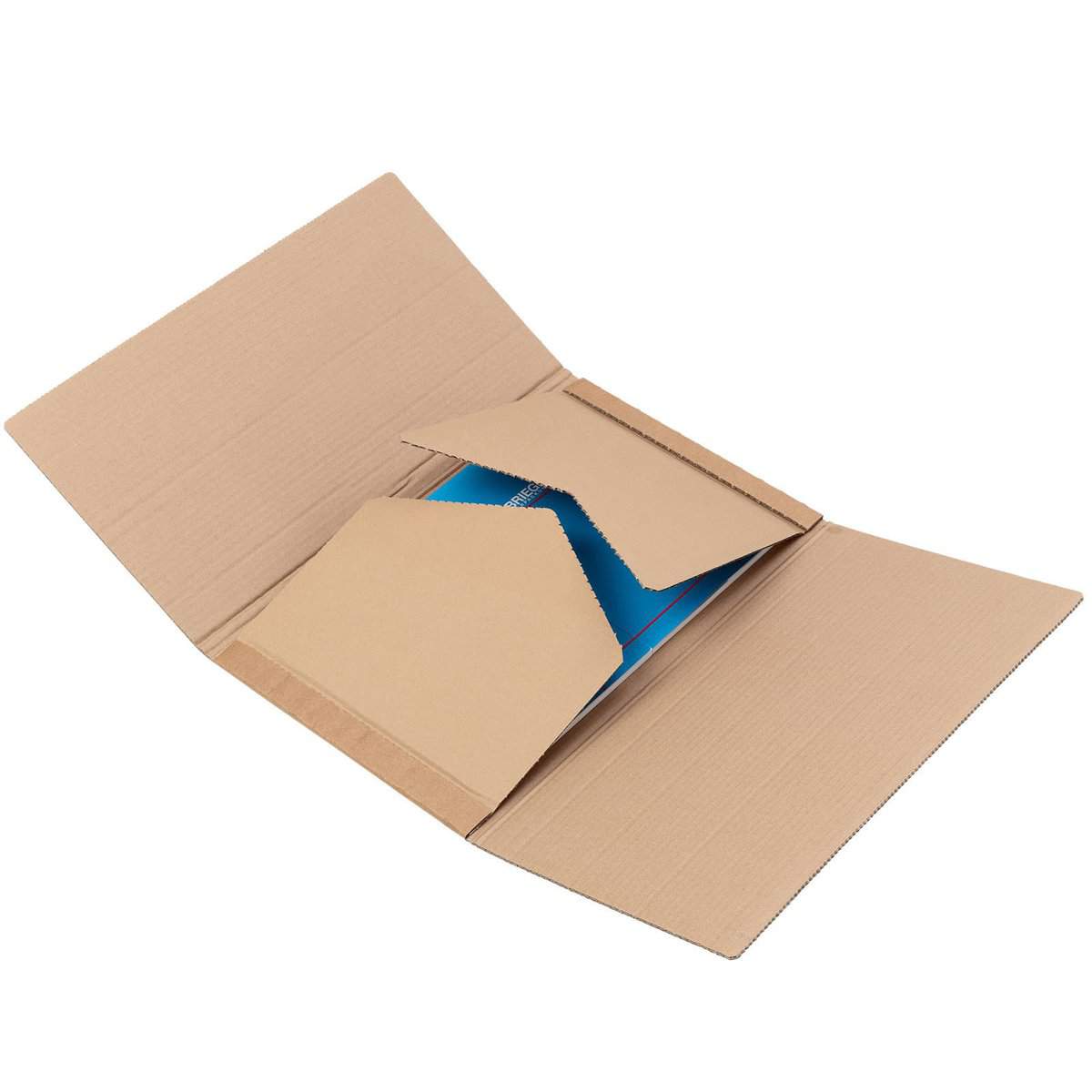 Brieger Versandkarton VARIVEL – 380 × 290 × 0–80 mm, höhenverstellbar, ohne selbstklebende Verschlüsse, braun