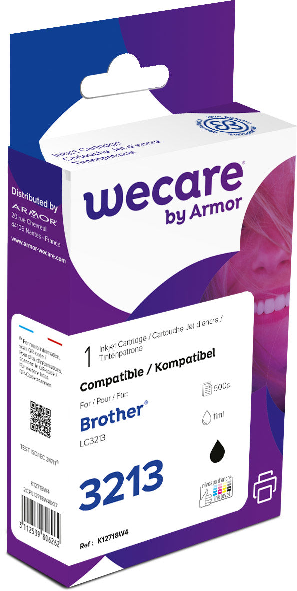 Wecare LC-3213BK Schwarz Tintenpatrone (Kompatibel) – 11 ml – für Brother DCP-J774DW