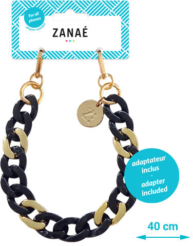 Zanaé Kepler 18325 – Smartphone-Trageband – mit Universaladapter, für alle Smartphones – Schwarz/Gold