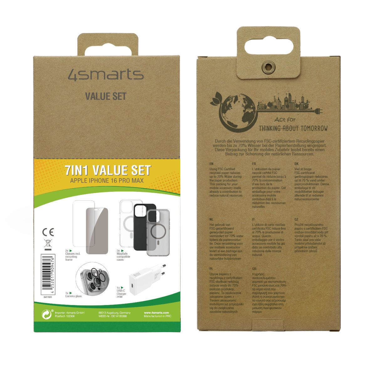 4smarts Halterung – für Apple iPhone 16 Pro Max, Kunststoff, transparent, 3er-Set