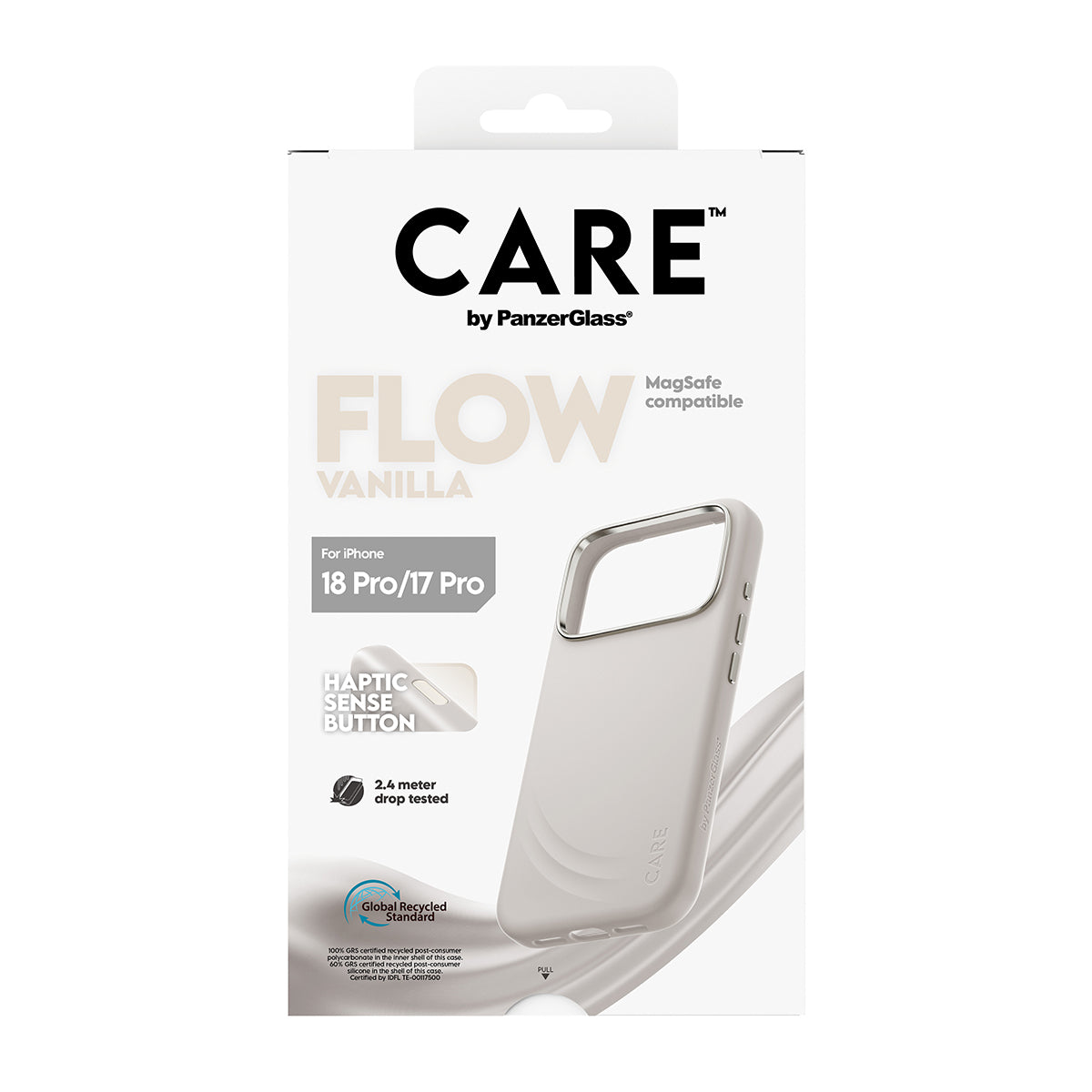 PanzerGlass CARE Flow – Backcover – für iPhone 18/17 Pro, MagSafe, Silikon, Vanilla, bis 3,6 m Sturzsicher