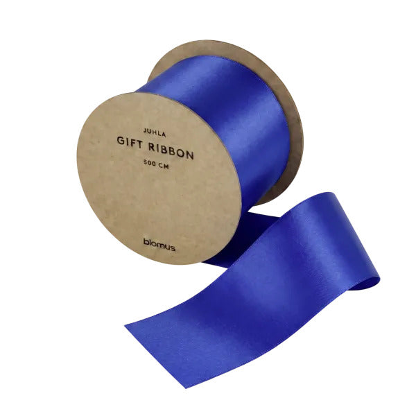 Blomus Geschenkband, JUHLA L, Satin, matt, Blau, 50 mm × 5 m, 1 Stk.