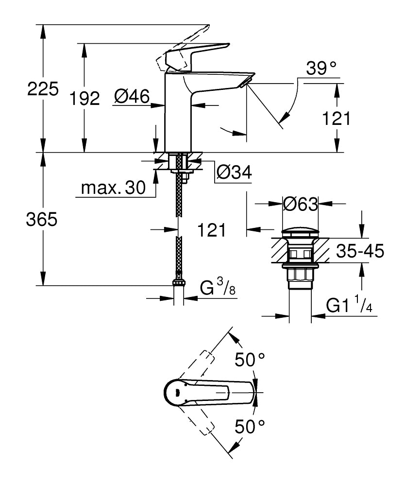 GROHE Start Click M Unterputz-Badebatterie – Einhebelmischer, Metall, Schwarz