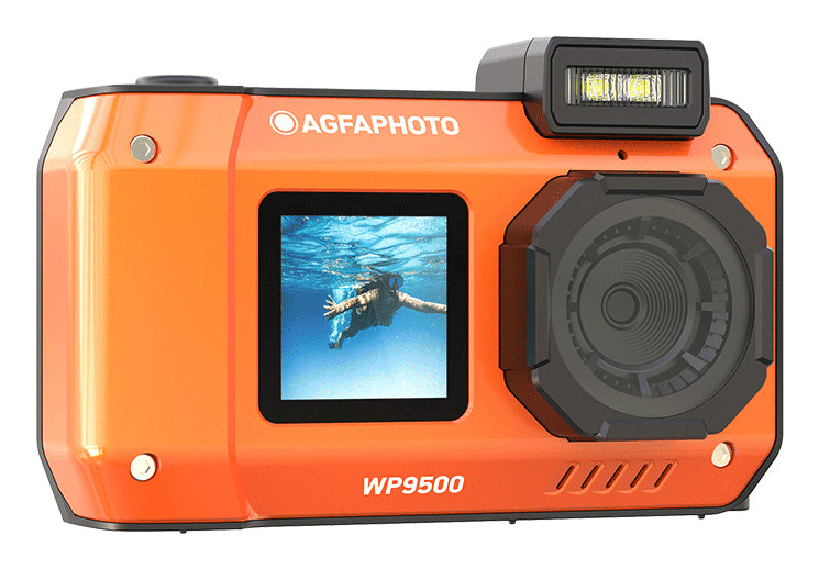 AgfaPhoto Realishot Wp9500 Action – Unterwasserkamera, wasserdicht bis 3 m, 24 MP, 5K, Orange