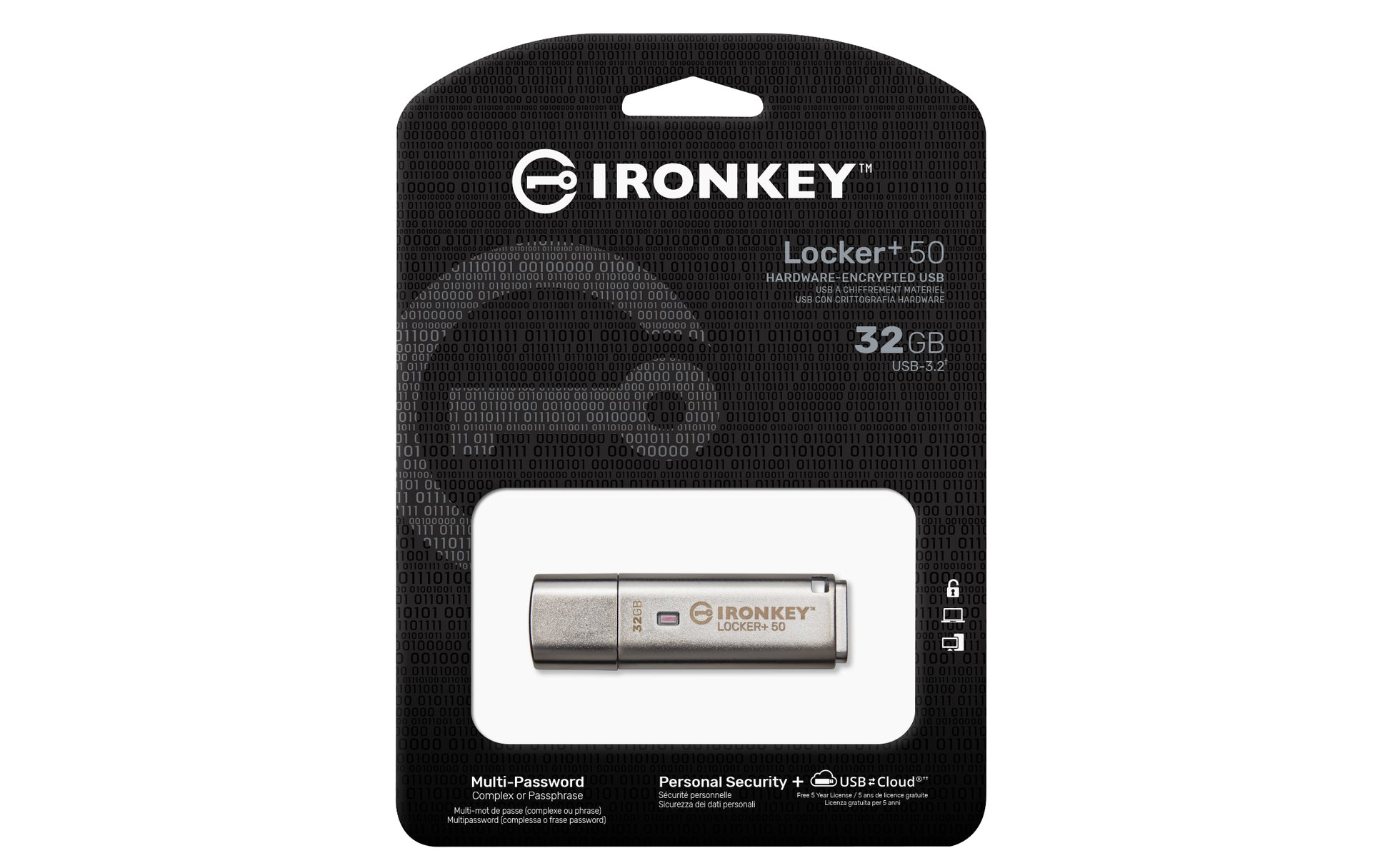 Kingston Technology Kingston IronKey Locker+ 50 USB-Stick – 32 GB, USB 3.2, AES 256-Bit-Verschlüsselung