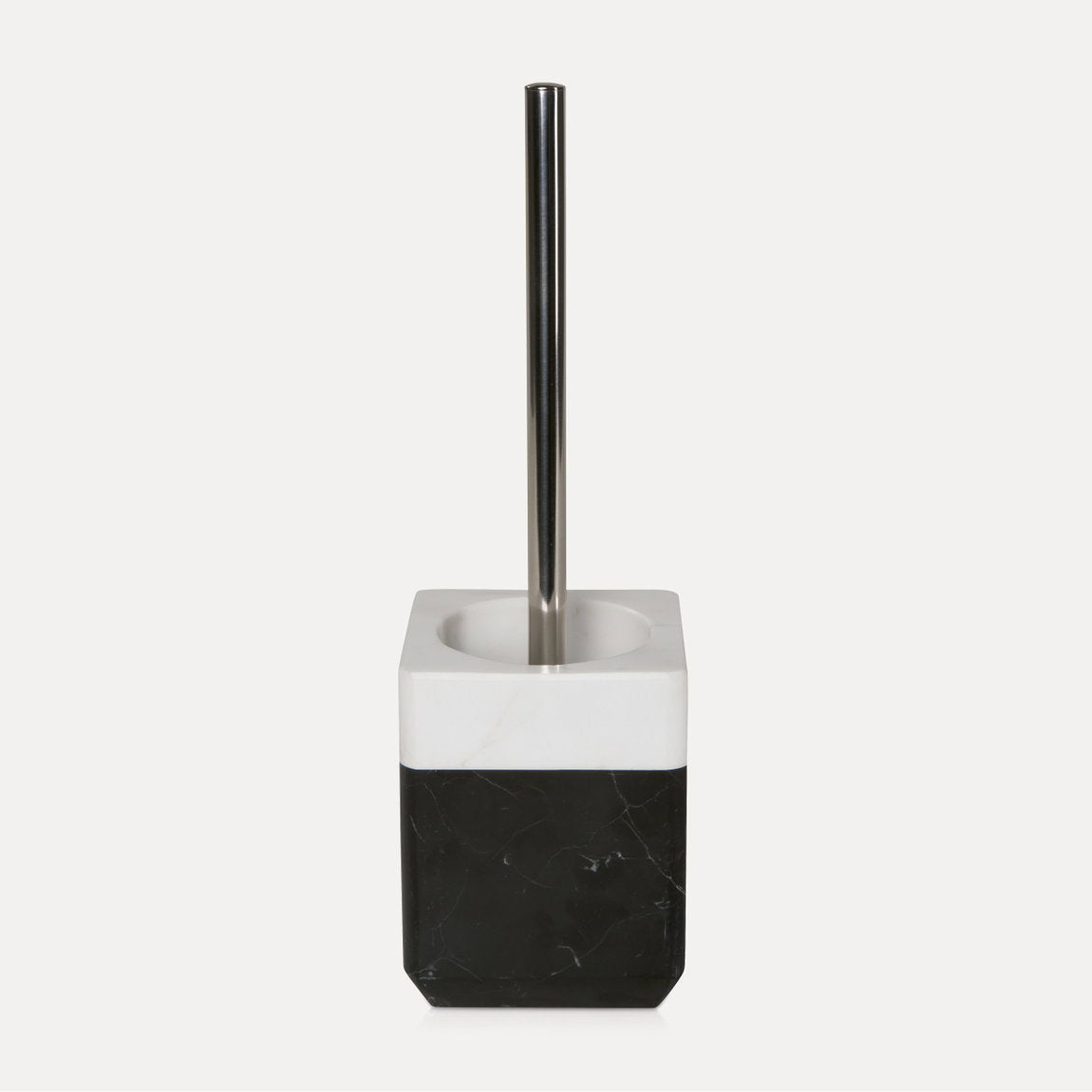 Möve – WC-Bürstenset – Metall, Marmor, Schwarz, Weiss, H 38 cm, Ø 11 cm