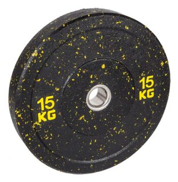 Fitcom Gewichtsscheibe, 15 kg, Ø 45 cm – Gelb, Gummi