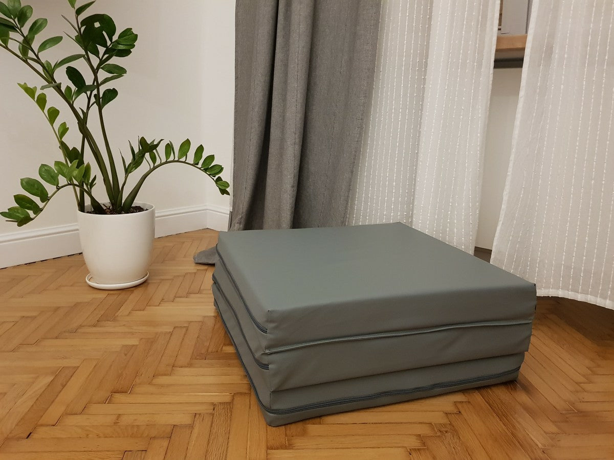 BenchK Universal-Trainingsmatte – 60 × 180 cm, 8 cm dick – grau – Schaum, Eco-Leder