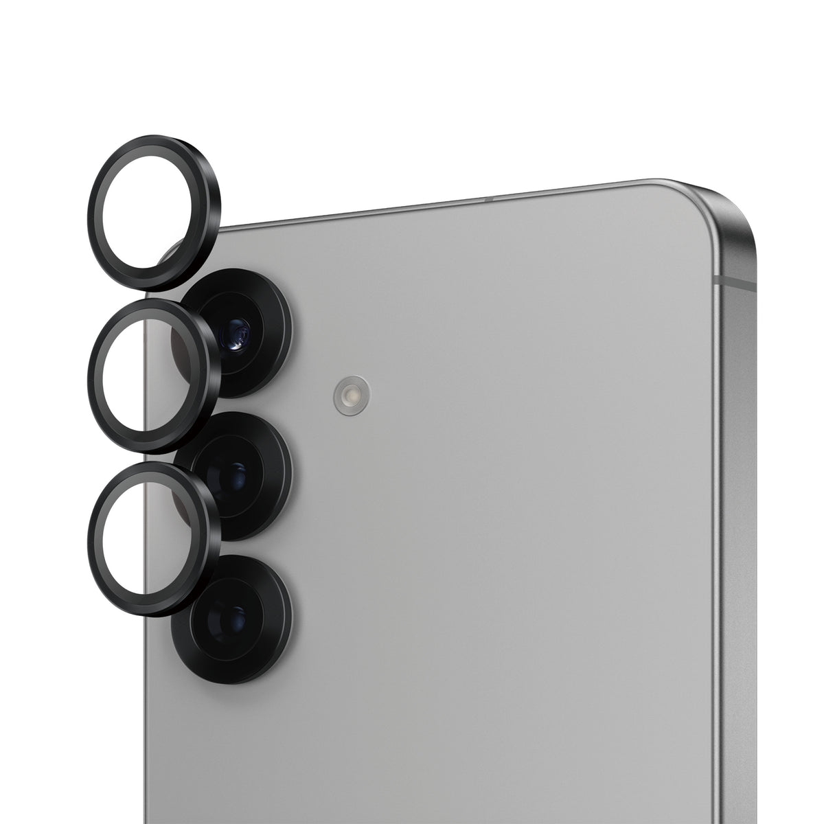 PanzerGlass Hoops – Kameraschutz – Gehärtetes Glas, vollständig klebend – für Samsung Galaxy S25 – Schwarz