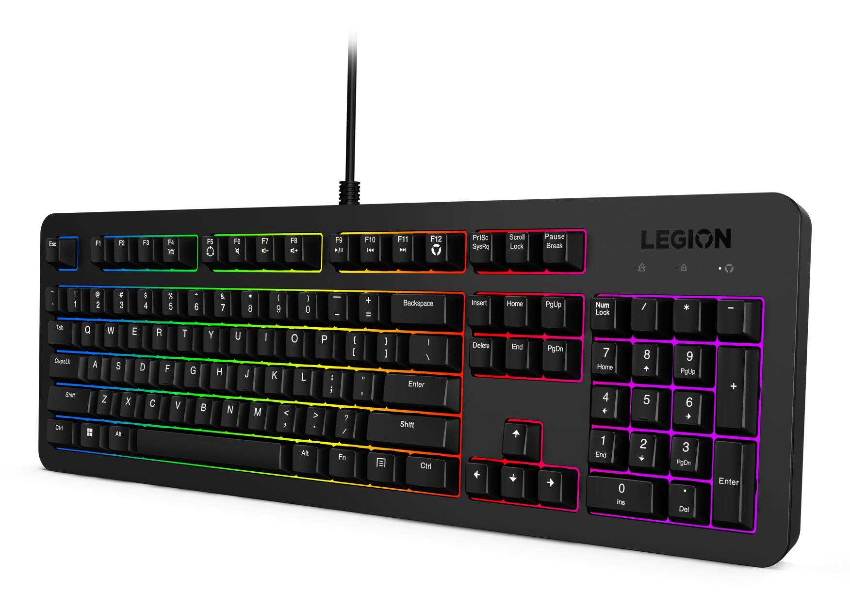 Lenovo K310 – Gaming-Tastatur – Membran – kabelgebunden, USB – QWERTY (US-INT) – RGB – Schwarz