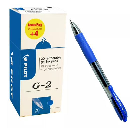Pilot Gelschreiber, Druckmechanik – blau, Spitze 0,7 mm, dokumentenecht, nachfüllbar, 20er-Set
