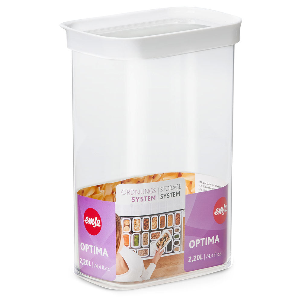 EMSA Optima – Vorratsdose 2,2 l, 16 × 9,9 × 23,8 cm, Kunststoff (MS/TPE), Transparent