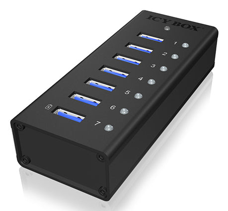ICY BOX IB-AC618 USB-Hub – USB 3.0, 7× USB-A (1× Ladeport)