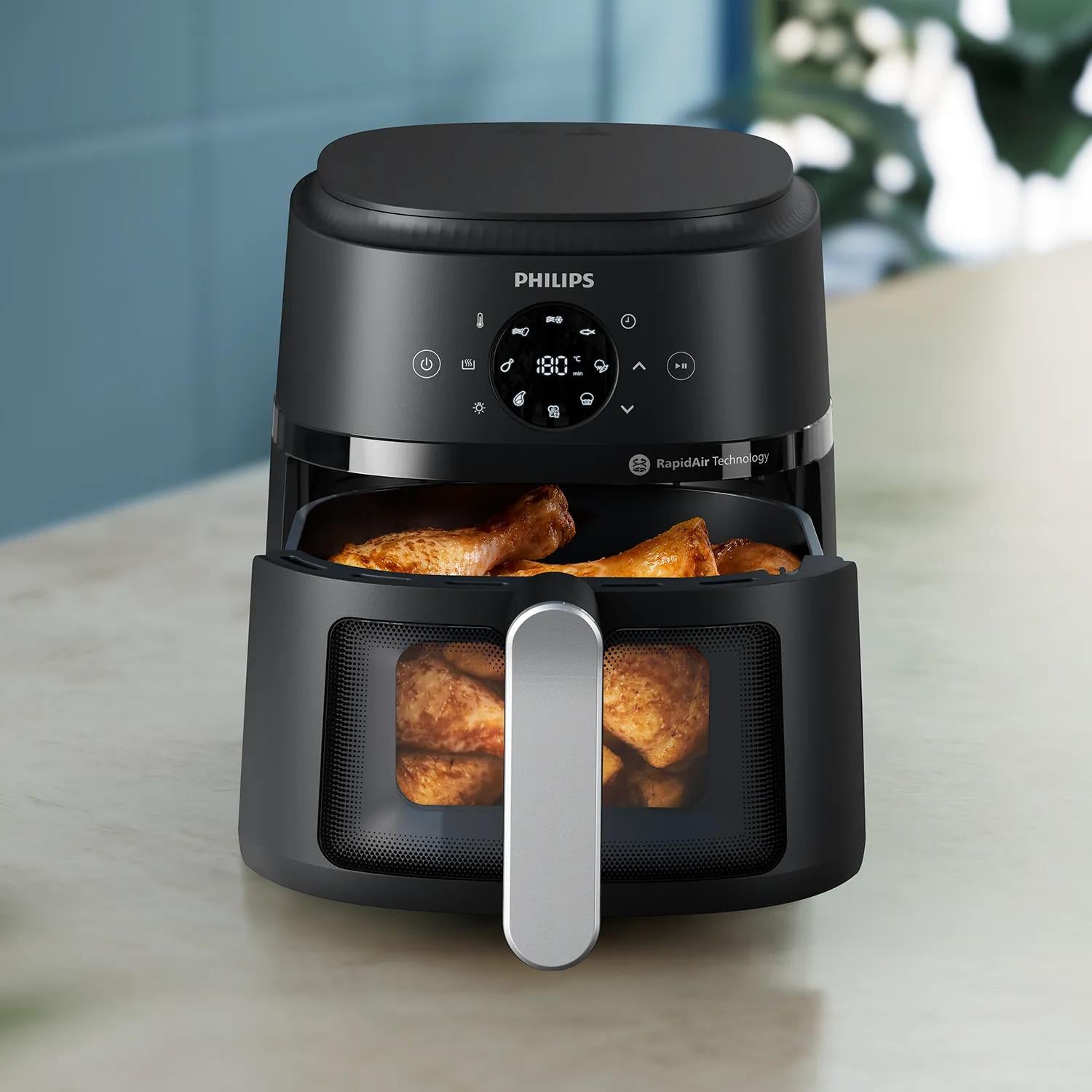 Philips Heissluftfritteuse NA221/00 – 4,2 l, 1500 W – Schwarz/Silber