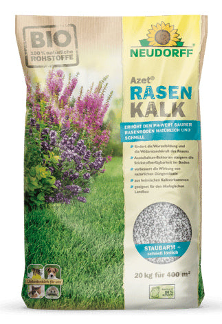 Neudorff Azet RasenKalk – Mehrnährstoffdünger, 5 kg, Granulat, Bio, ausreichend für 100 m², für Rasengras