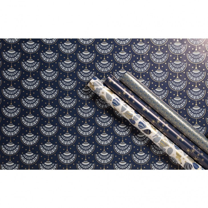 Clairefontaine Geschenkpapier Sternnacht, beschichtet – 70 cm × 2,0 m – 80 g/m² – 1 Stk. – Weihnachten