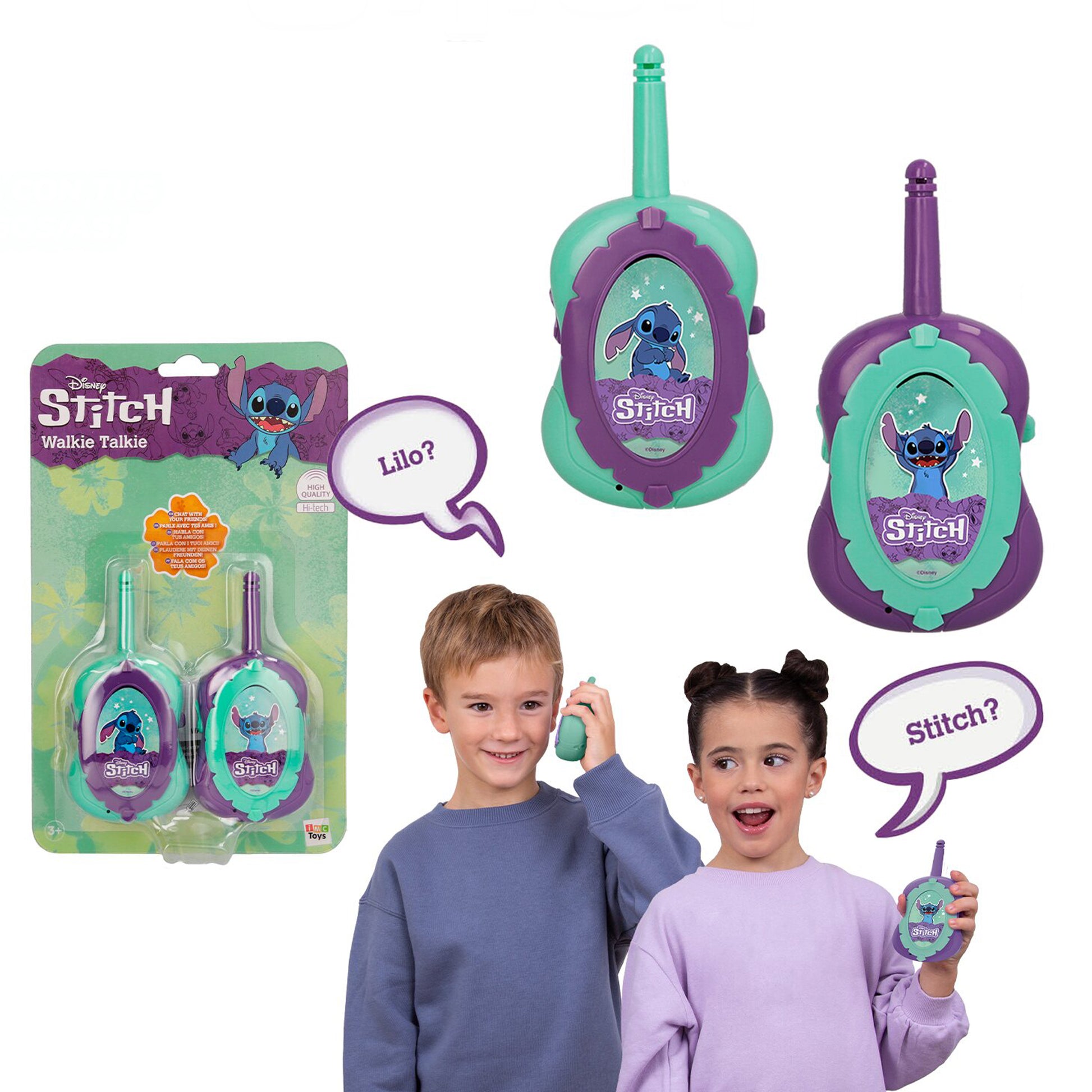 IMC Toys Stitch – Funkgerät (Walkie-Talkie), ab 3 Jahren, 6× AAA, Violett/Mint