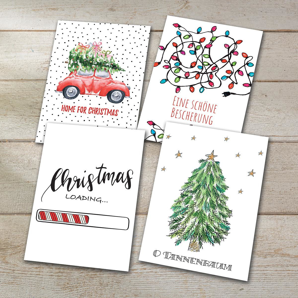 Sigel Grusskarte Weihnachten (Buntes Weihnachten) – A6 (105 × 148 mm), Text DE/EN, für Inkjet/Laser/Kopierer