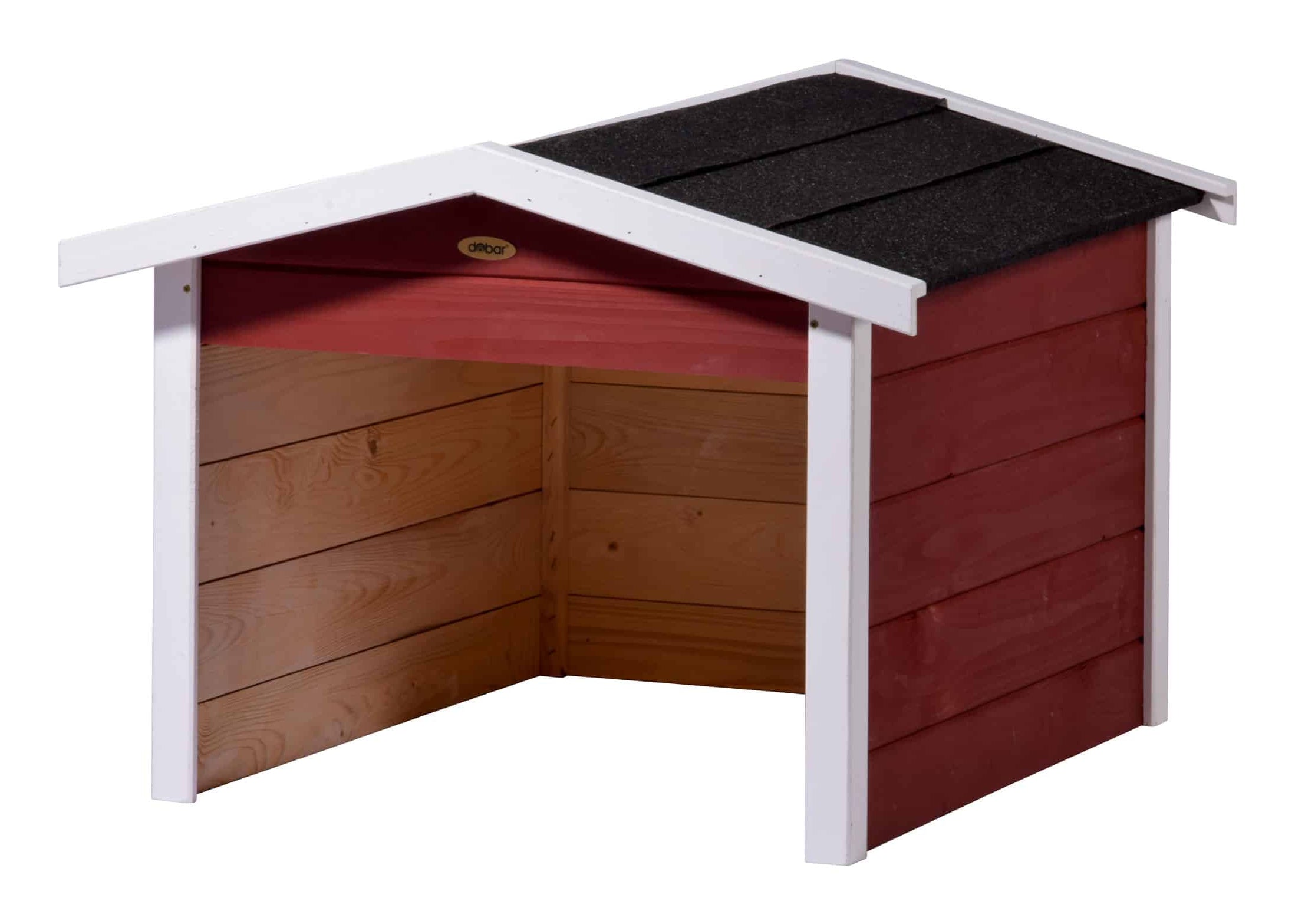 Dobar Oslo Mähroboter-Garage – wetterfest, UV-geschützt, rot, Holz, B 680 × H 520 × T 760 mm, für alle Marken
