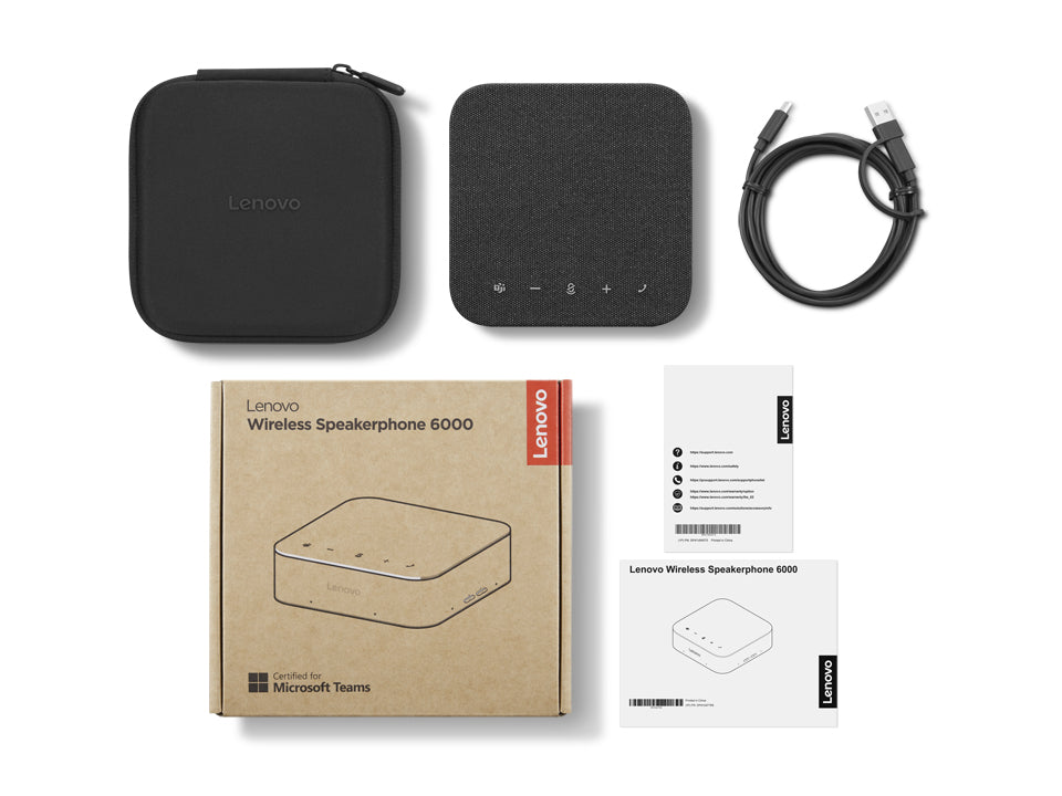 Lenovo 6000 Freisprecheinrichtung – USB-C, Bluetooth 5.3 – für BQB, CE, FCC – schwarz