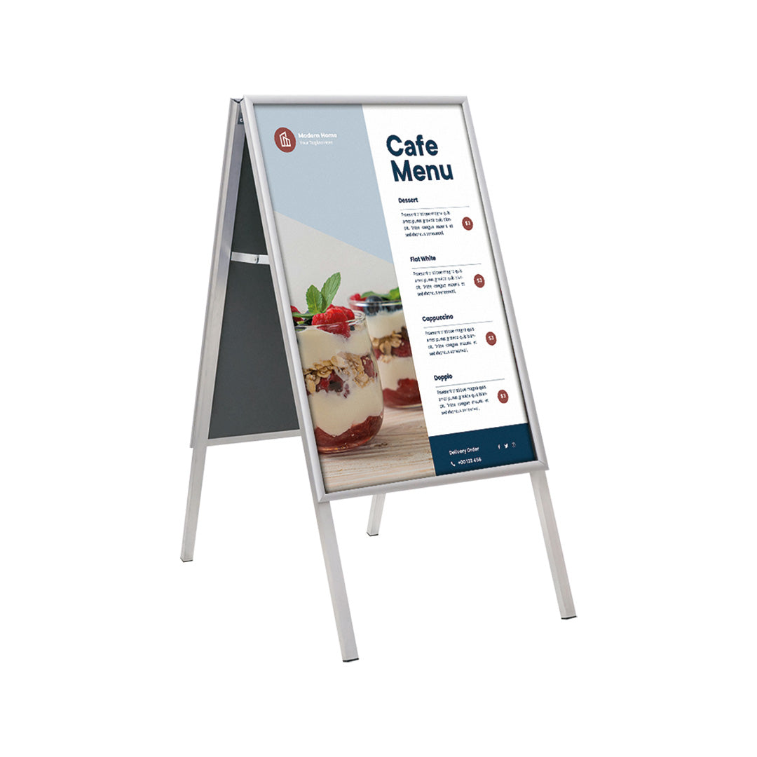 Europel Plakatständer CLASSIC – für A1, silber, 670×100×1220 mm