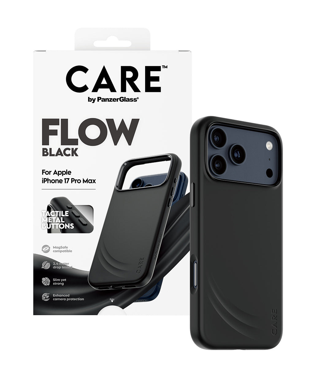 PanzerGlass Backcover Feature FLOW – für Apple iPhone 17 Pro Max – schwarz – Silikon, MagSafe-kompatibel