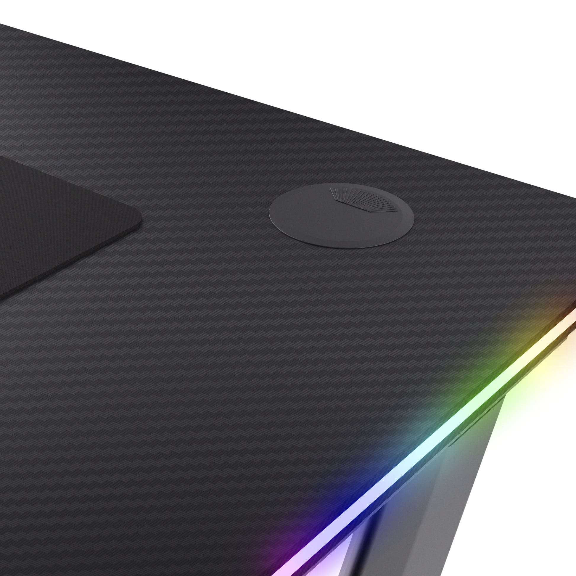 Trust GXT710 Luminus Pro – Rollbarer Computertisch, 1'200×600×740 mm, bis 150 kg, RGB-LED-Beleuchtung, Schwarz