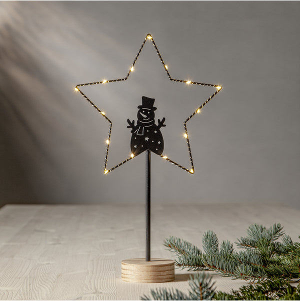 Star Trading Leichte Dekorationsfigur – 15 LEDs, batteriebetrieben – 42 × 25 × 9 cm, Schwarz