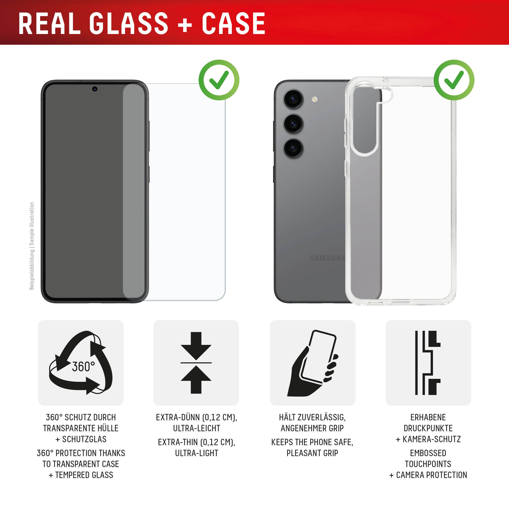 Displex Real Glass Backcover – für Samsung Galaxy A56, Gehärtetes Glas, Transparent